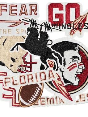 Florida Seminoles Embroidered Iron- On Patch Set - Red, Black, Cream